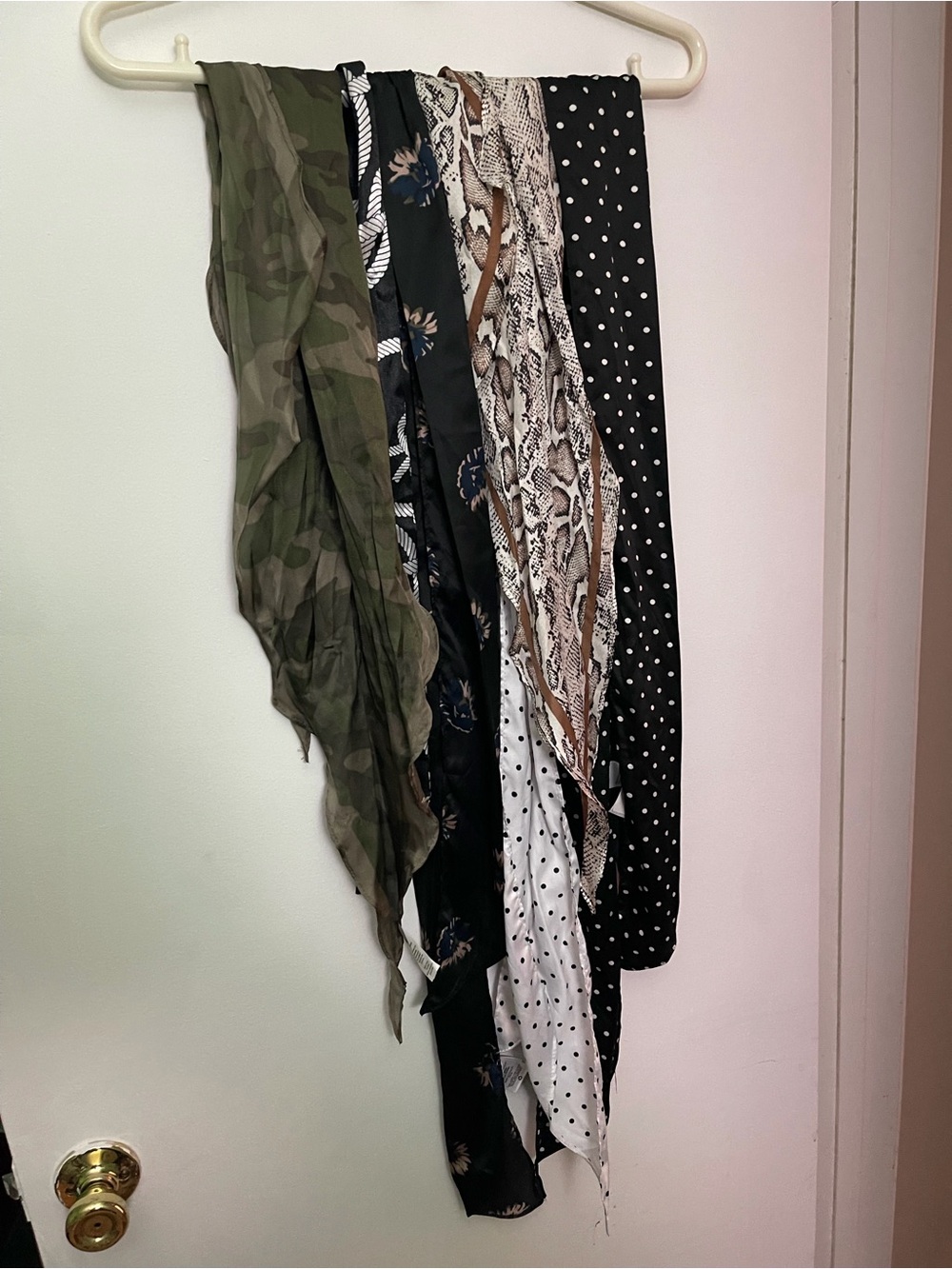 Lightweight Mixed-Print Scarf Set - Black, Olive, Cream